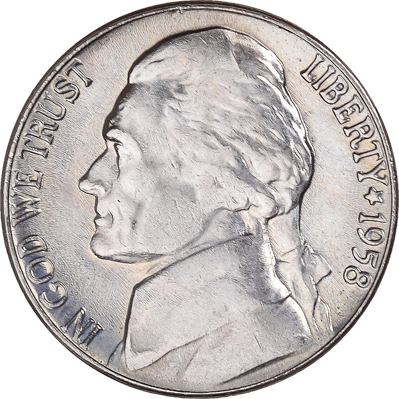 1958年 アメリカ合衆国 5セントニッケル Coin United States Jefferson Nickel 5 Cents 1958 U.S. Mint Denver