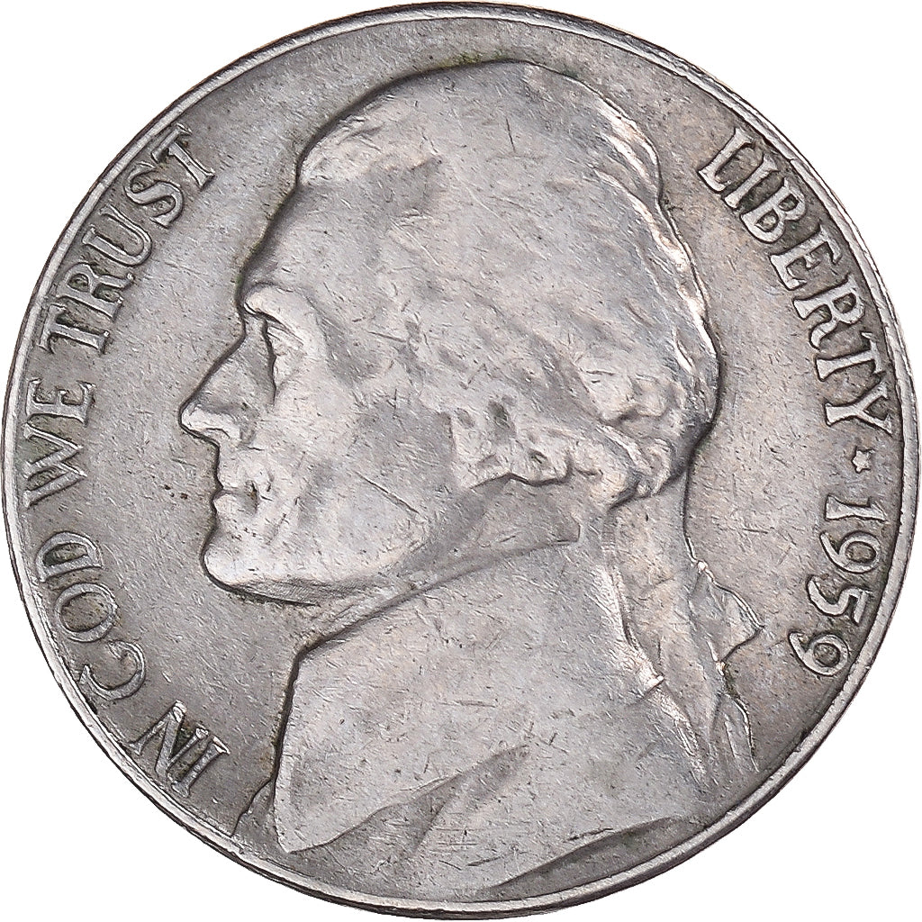 Monnaie, États-Unis, Jefferson Nickel, 5 Cents, 1959, U.S. Mint, Philadelphie
