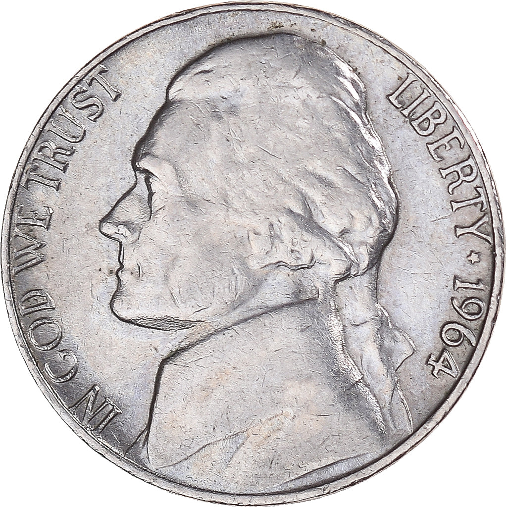 Moneda, Estados Unidos, Jefferson Nickel, 5 Cents, 1964, U.S. Mint