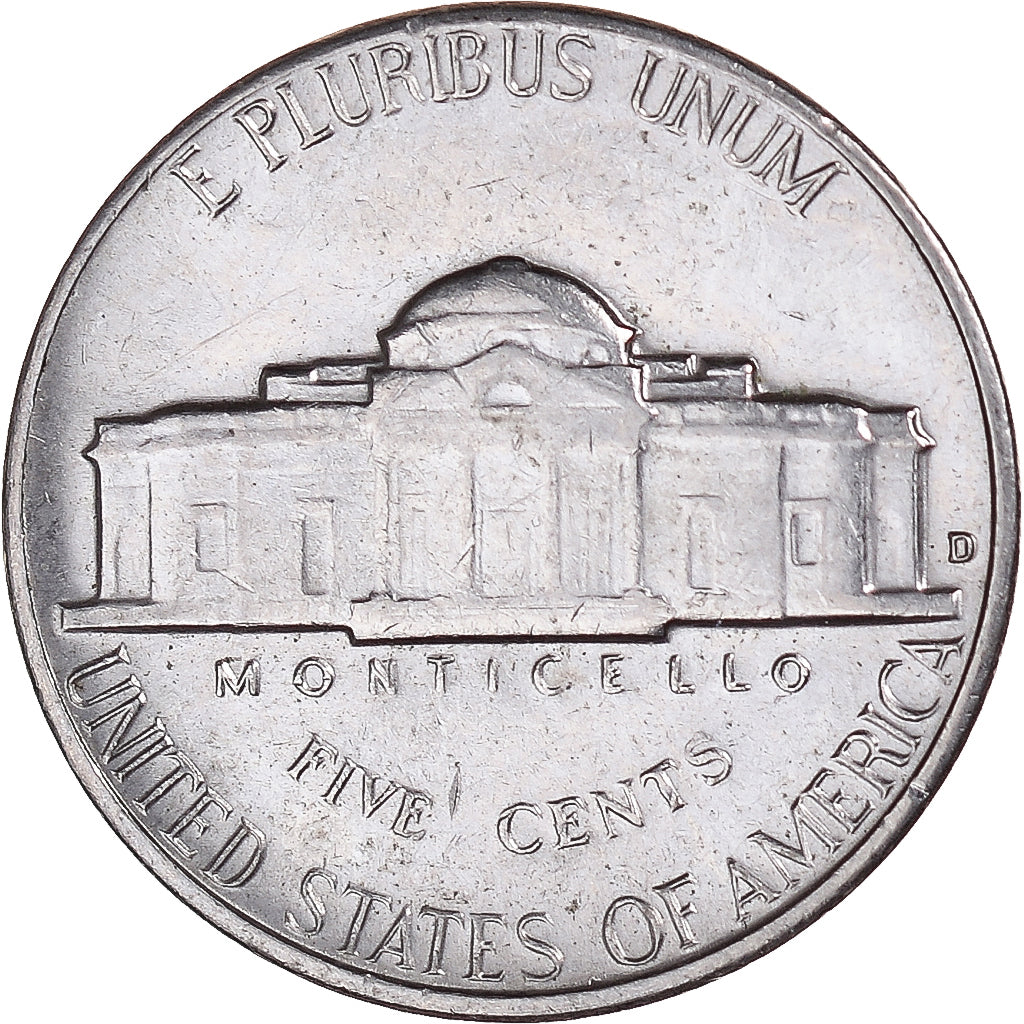 Coin, United States, Jefferson Nickel, 5 Cents, 1964, U.S. Mint, Denver