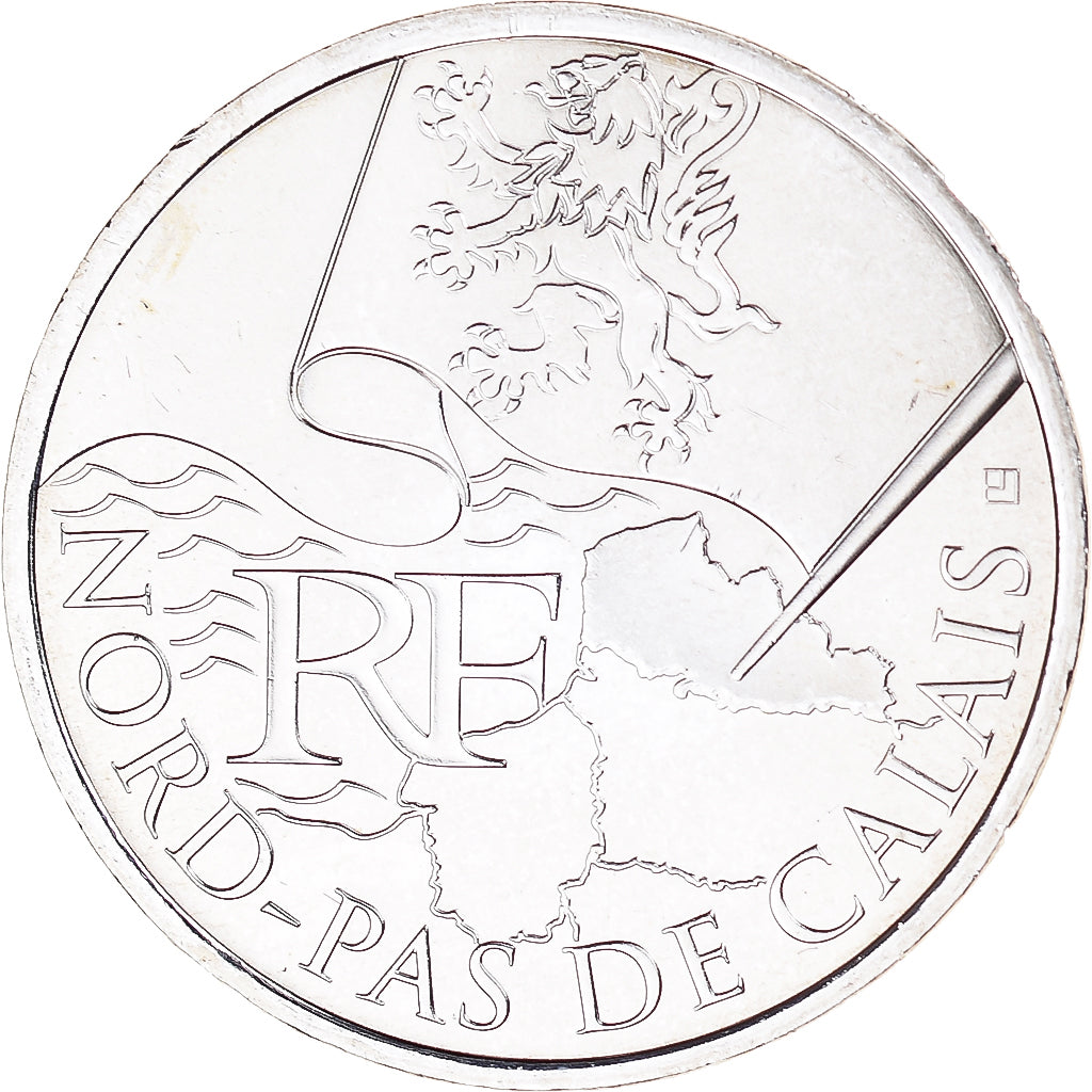 France, 10 Euro, 2010, Paris, Nord-Pas De Calais, MS(65-70), Silver