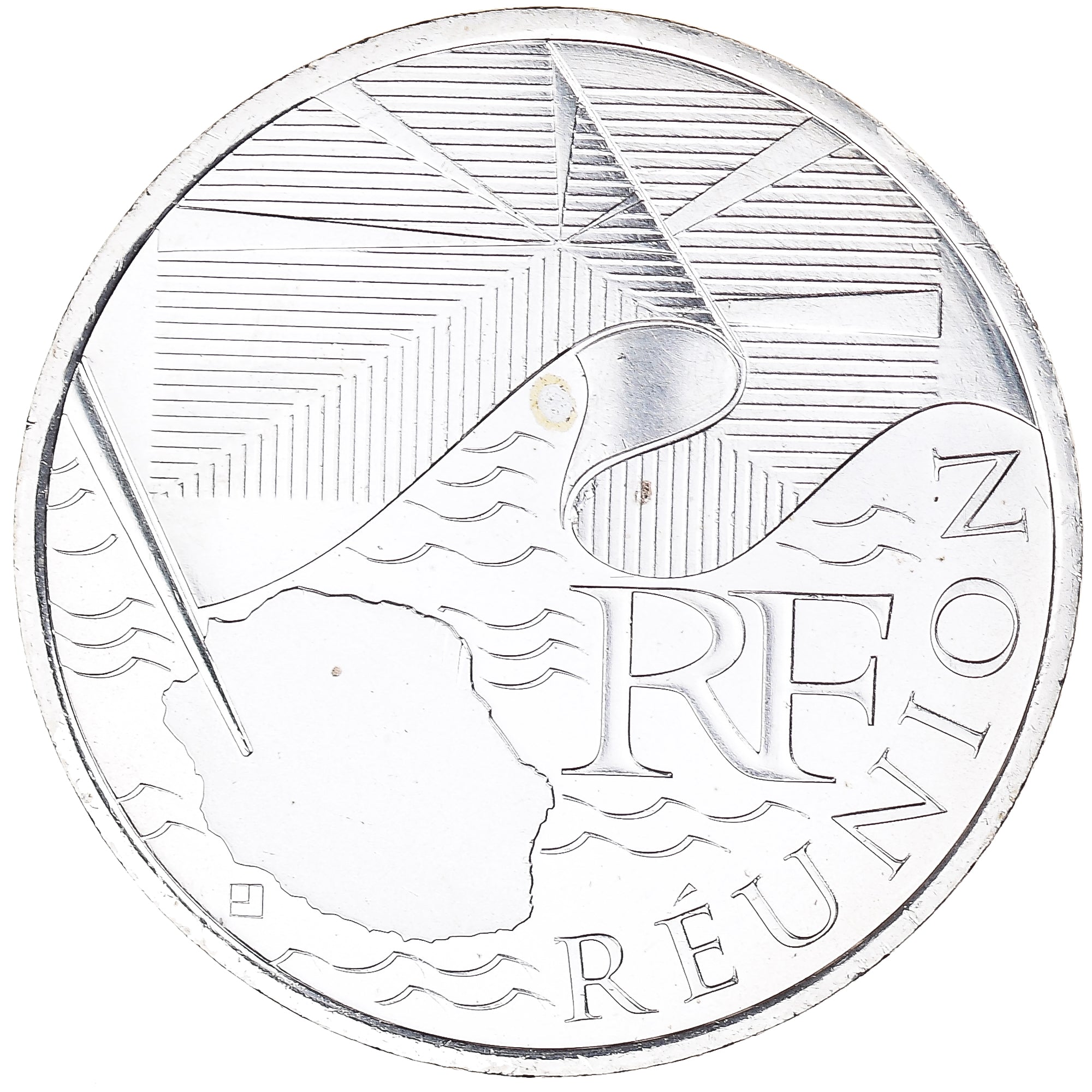 França, 10 Euro, 2010, Paris, Réunion, MS(65-70), Prata, KM:1655