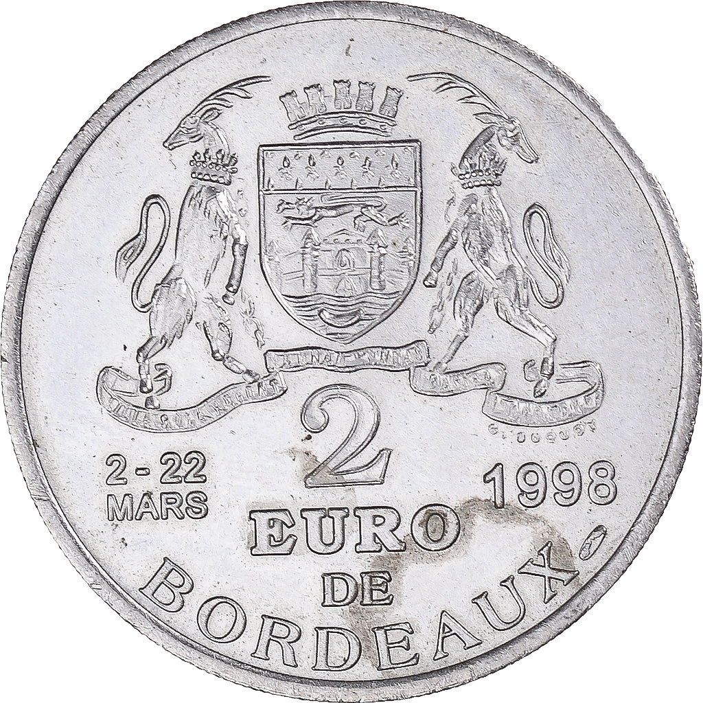 France, Jeton, 2 EURO DES VILLES, 1998, Bordeaux - Le pont de pierre, TTB+