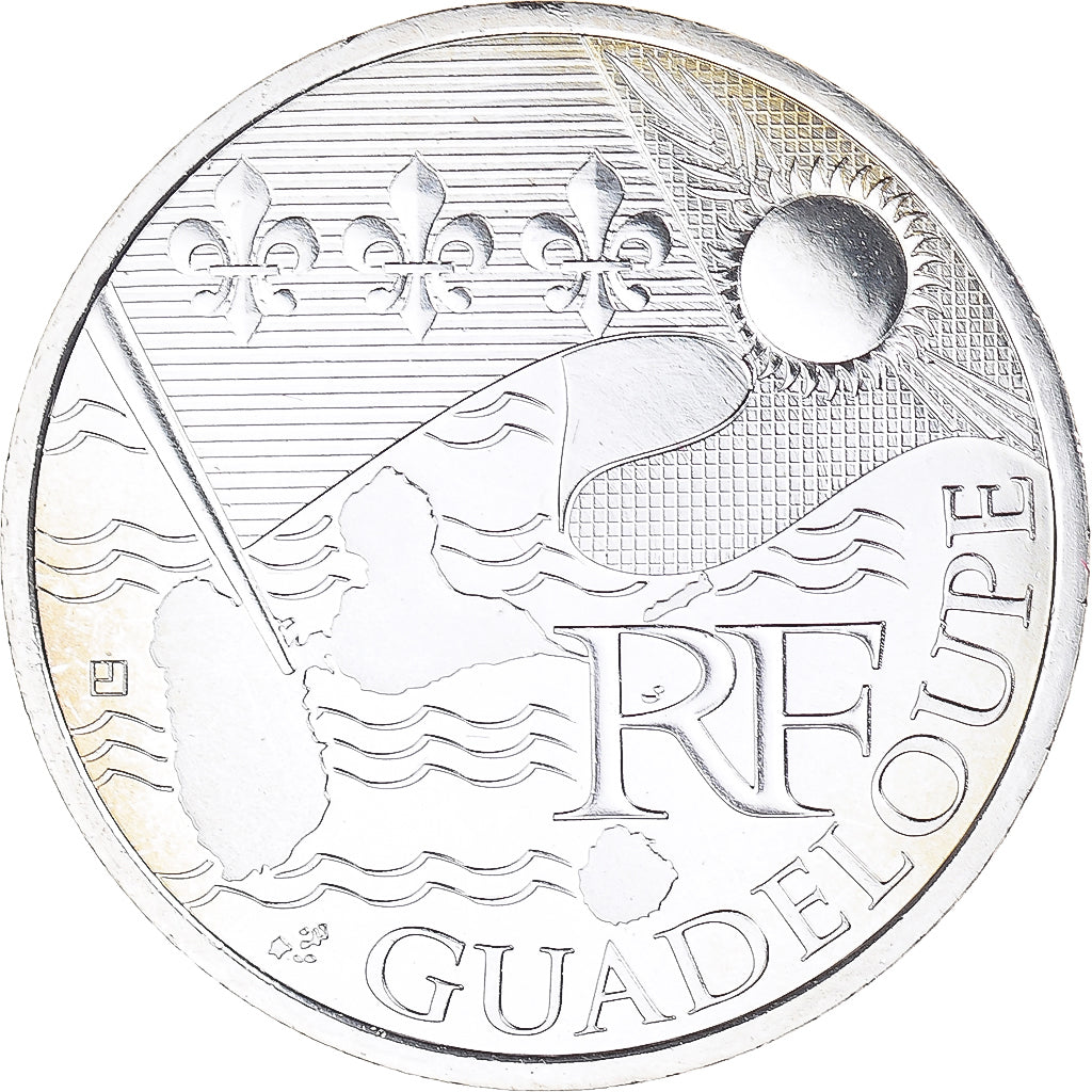 Frankrijk, 10 Euro, 2010, Paris, Guadeloupe, FDC, Zilver, KM:1655