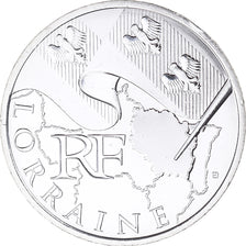 France, 10 Euro, Euros des régions, 2010, Paris, Lorraine, MS(65-70), Silver