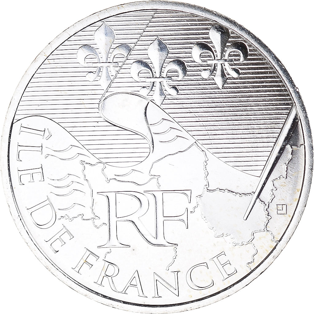 França, 10 Euro, Île-de-France, 2010, Paris, MS(65-70), Prata, KM:1657