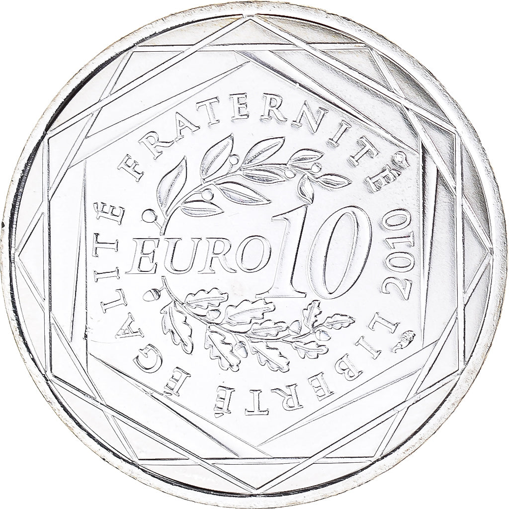 França, 10 Euro, Île-de-France, 2010, Paris, MS(65-70), Prata, KM:1657