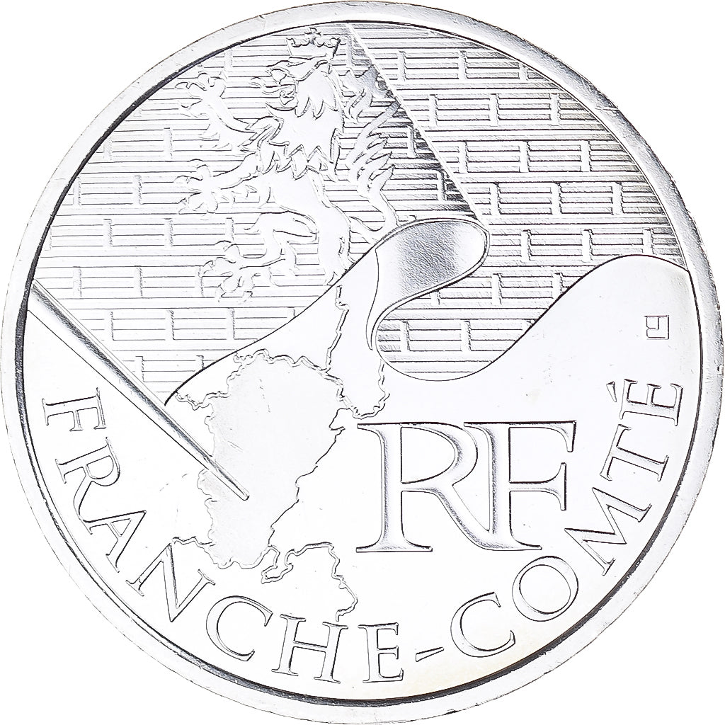 France, 10 Euro, Franche-Comté, 2010, Paris, MS(65-70), Silver, KM:1653