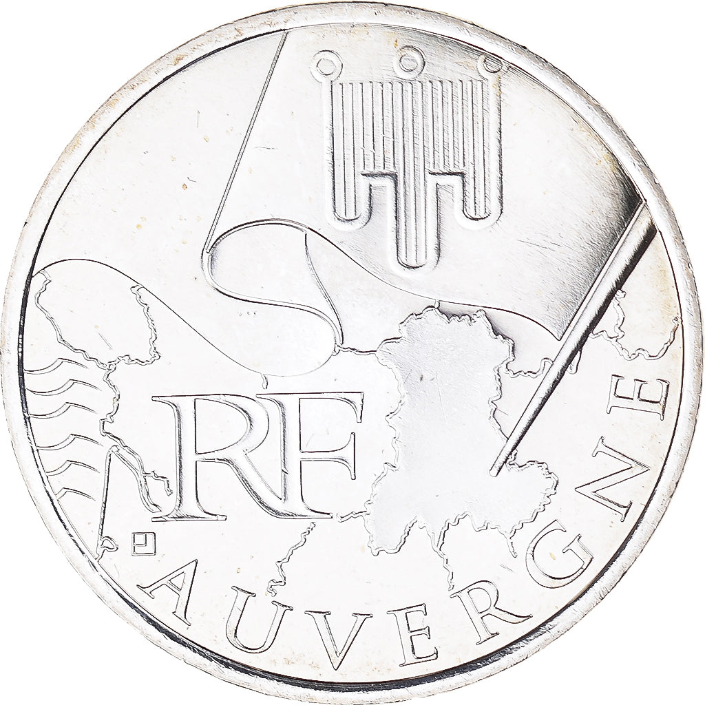 Francja, 10 Euro, Euros des régions, 2010, Paris, Auvergne, MS(65-70), Srebro