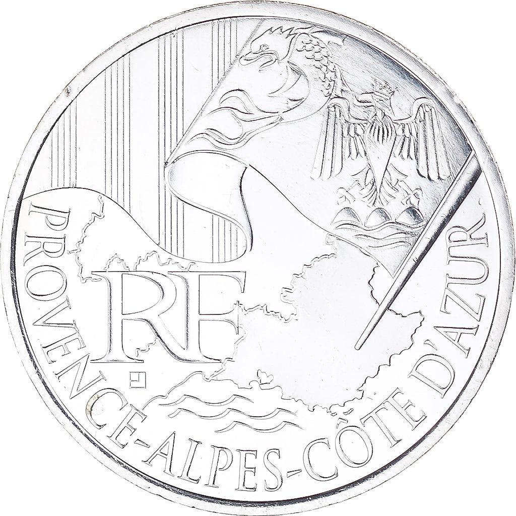 França, 10 Euro, Provence-Alpes-Cote d'Azur, Euros des régions, 2010, Paris