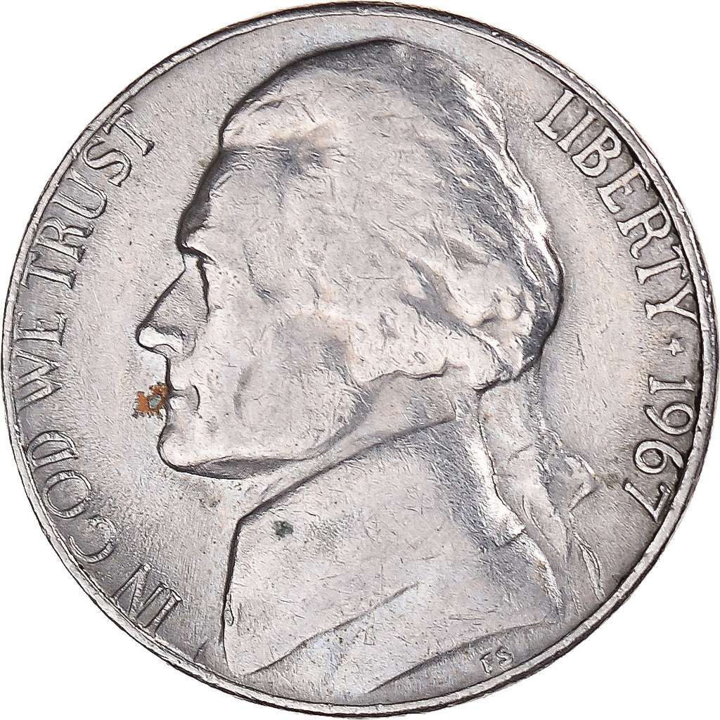 Coin, United States, Jefferson Nickel, 5 Cents, 1967, U.S. Mint, Philadelphia