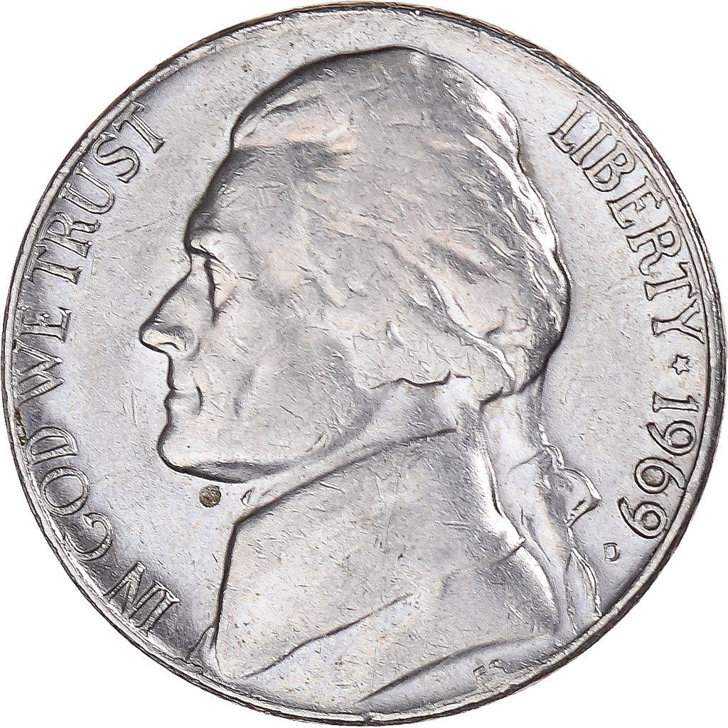 Moneda, Estados Unidos, Jefferson Nickel, 5 Cents, 1969, U.S. Mint