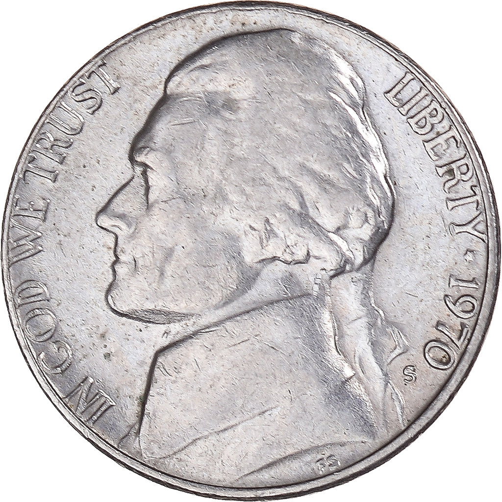 Moneda, Estados Unidos, Jefferson Nickel, 5 Cents, 1970, U.S. Mint, San