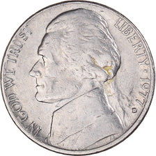 Coin, United States, Jefferson Nickel, 5 Cents, 1977, U.S. Mint, Denver