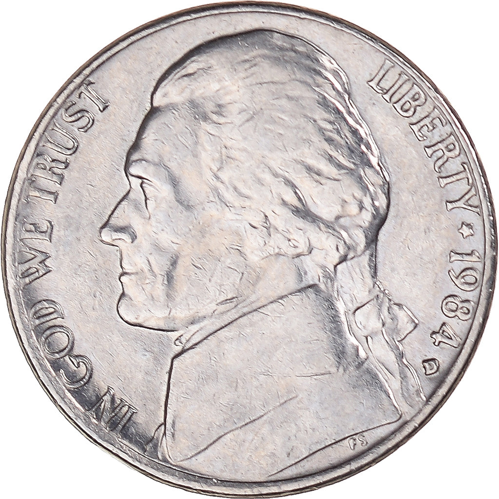 Moeda, Estados Unidos da América, Jefferson Nickel, 5 Cents, 1984, U.S. Mint