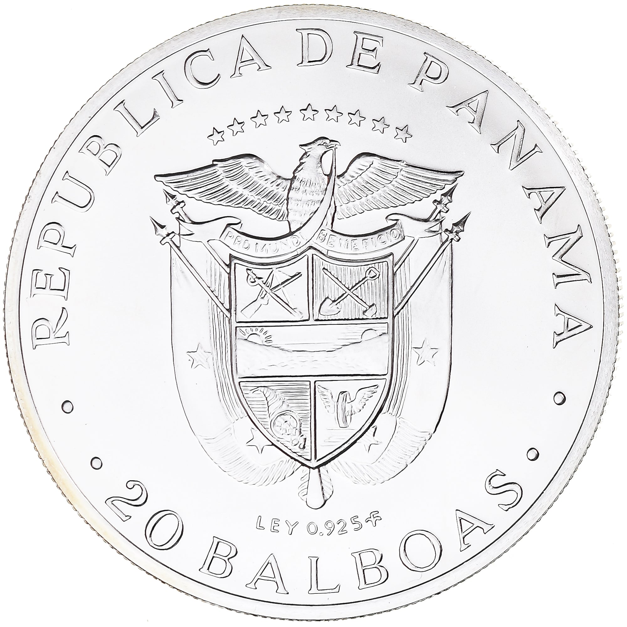 Coin, Panama, 20 Balboas, 1974, U.S. Mint, Proof, MS(65-70), Silver, KM:31