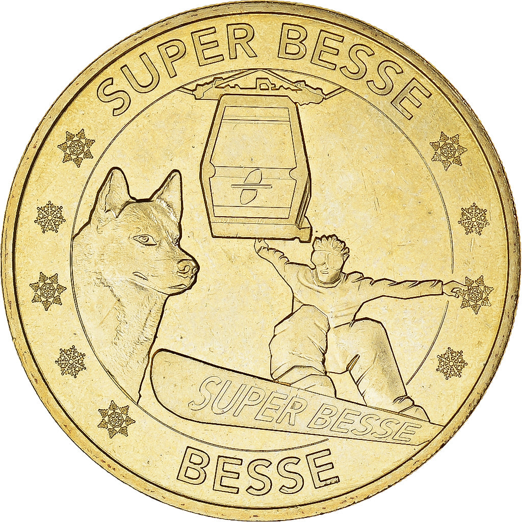 Francia, zeton, Super-Besse - Husky et snowboarder, 2018, MDP, SC, Aluminio y