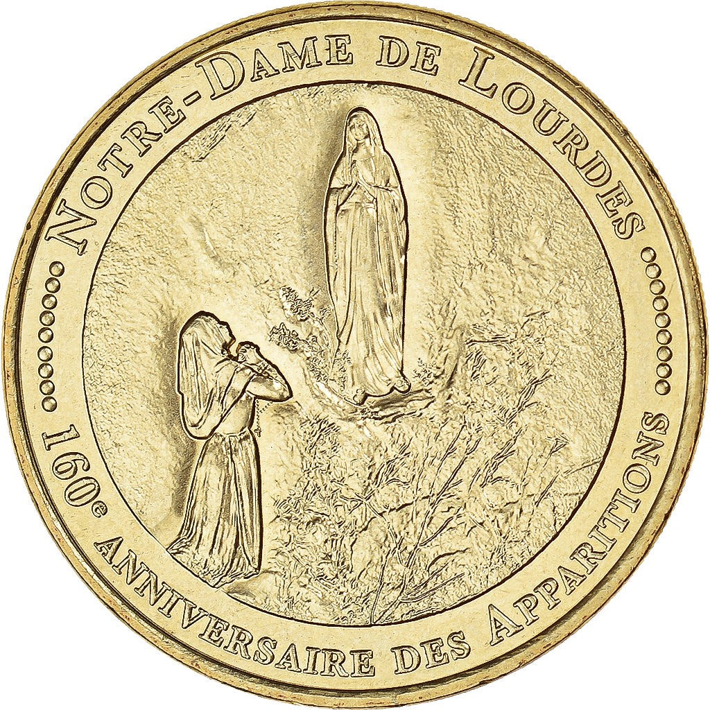 Francia, zeton, Jetón turístico, Notre-Dame de Lourdes - 160e Anniversaire des