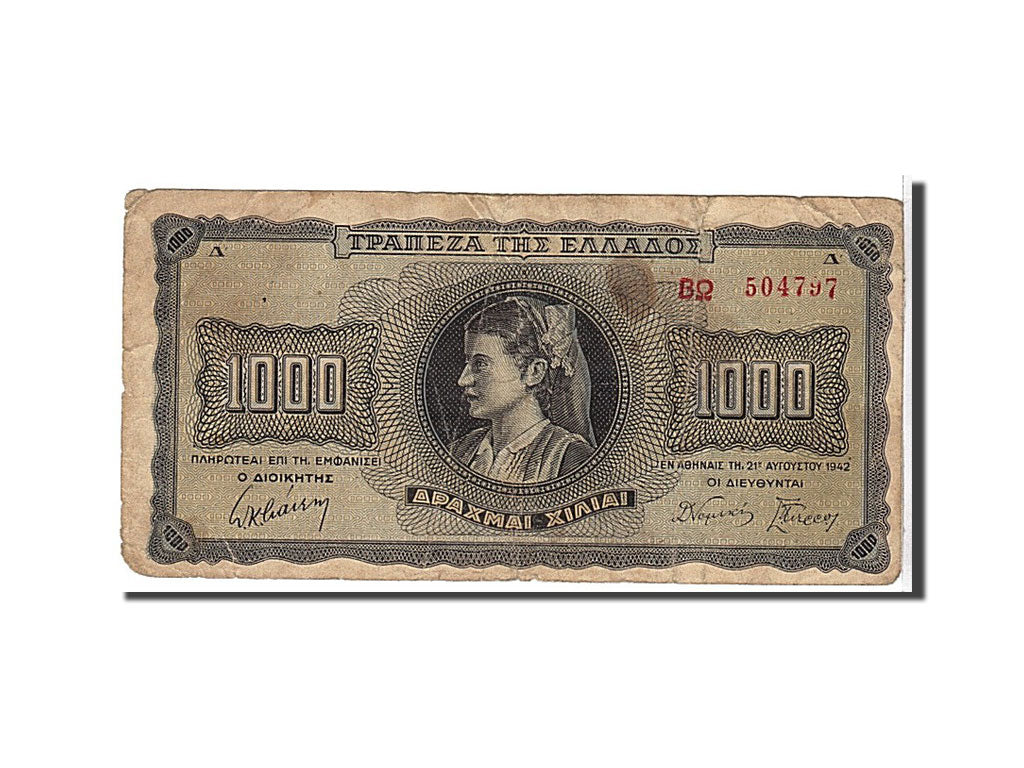 Banknote, Greece, 1000 Drachmai, 1942, KM:118a, VF(20-25)