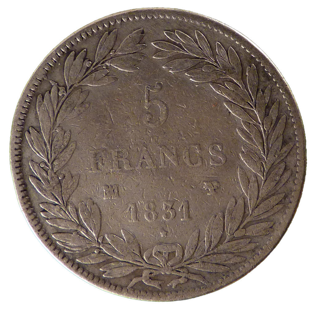 FRANCE, Louis-Philippe, 5 Francs, 1831, Marseille, KM #735.10, VF(30-35),...