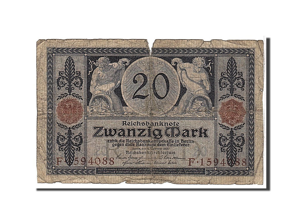 Germany, 20 Mark, 1915, KM #63, VG(8-10), F1594088