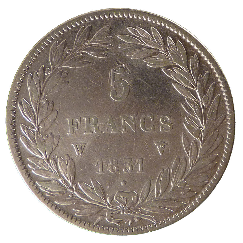 FRANCE, 5 Francs, 1831, Lille, EF(40-45), Silver, Gadoury #676, 24.90
