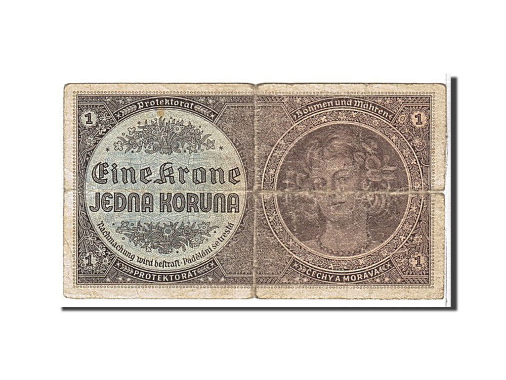 Bohemia and Moravia, 1 Koruna, 1940, KM #3a, VG(8-10), H057