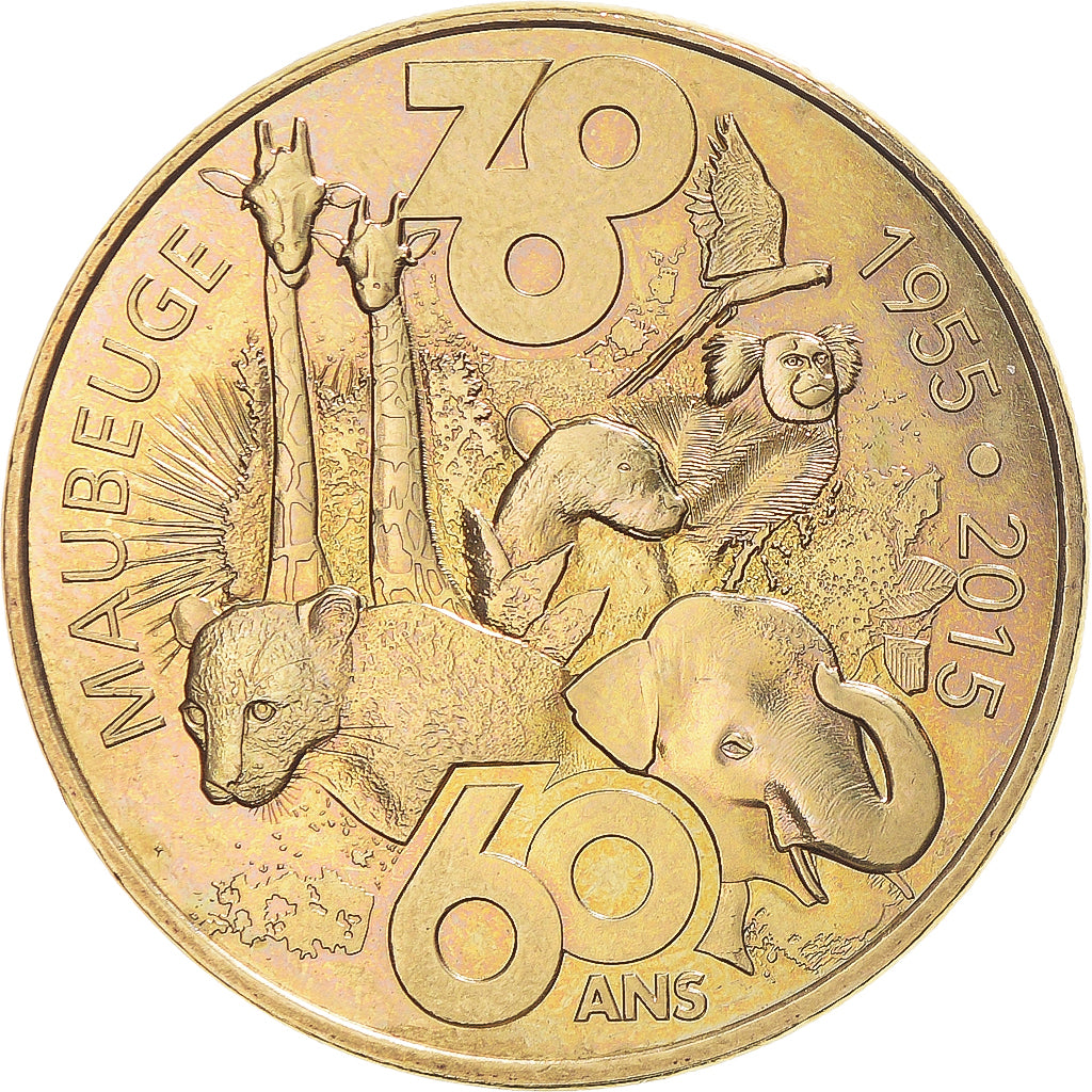 Francja, Token, Żeton turystyczny, MAUBEUGE - 60 Ans du Zoo, 2015, Monnaie de