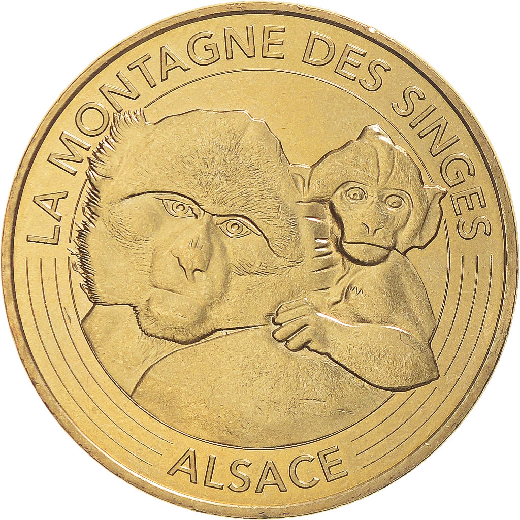 Francia, zeton, Tourist Token, ALSACE - La Montagne des Singes - La mère et son