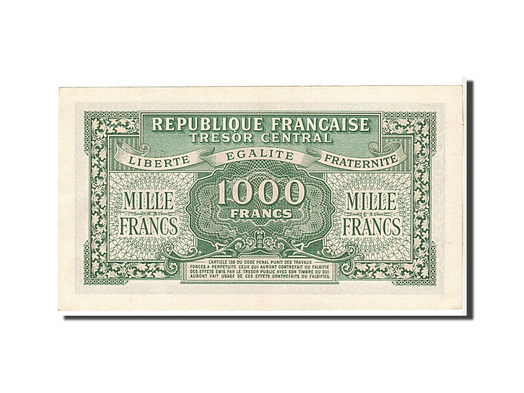 France, 1000 Francs, 1943-1945 Marianne, 1945, KM #107, UNC(63), 64D204570,...