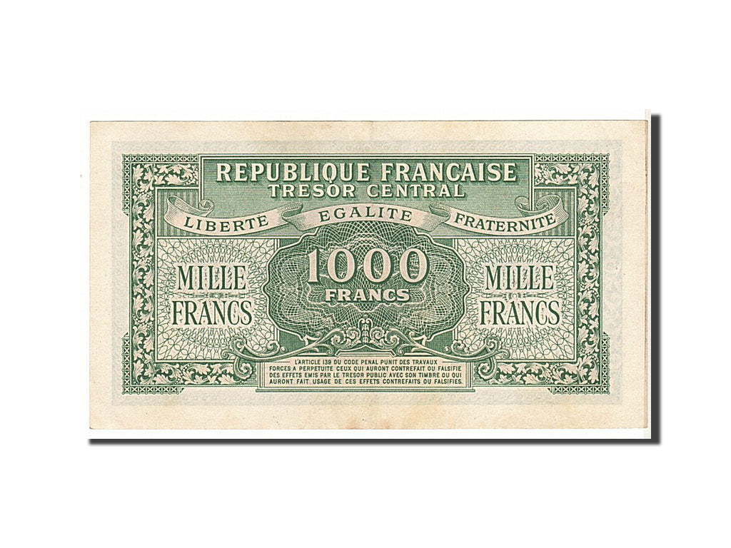 France, 1000 Francs, 1943-1945 Marianne, 1945, KM #107, UNC(60-62), 64D204348,..