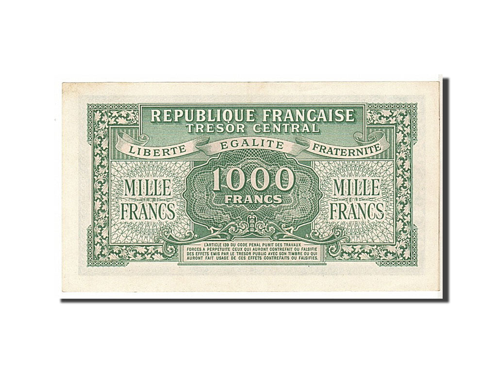 France, 1000 Francs, 1943-1945 Marianne, 1945, KM #107, UNC(60-62), 31D967941,..