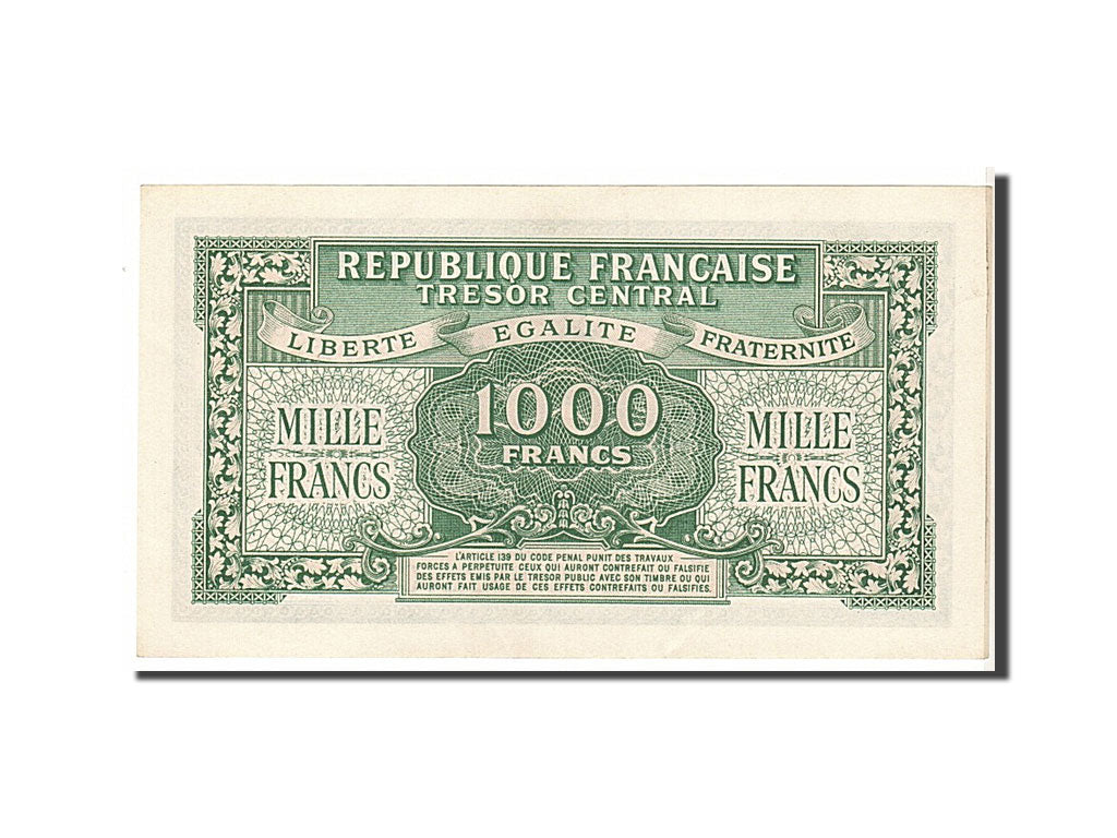 France, 1000 Francs, 1943-1945 Marianne, 1945, KM #107, UNC(63), 64D204707,...