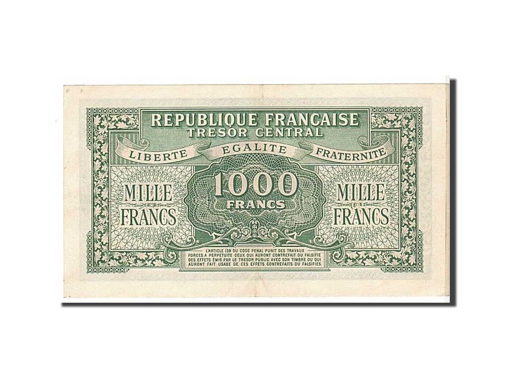 France, 1000 Francs, 1943-1945 Marianne, 1945, KM #107, UNC(60-62), 64D204345,..