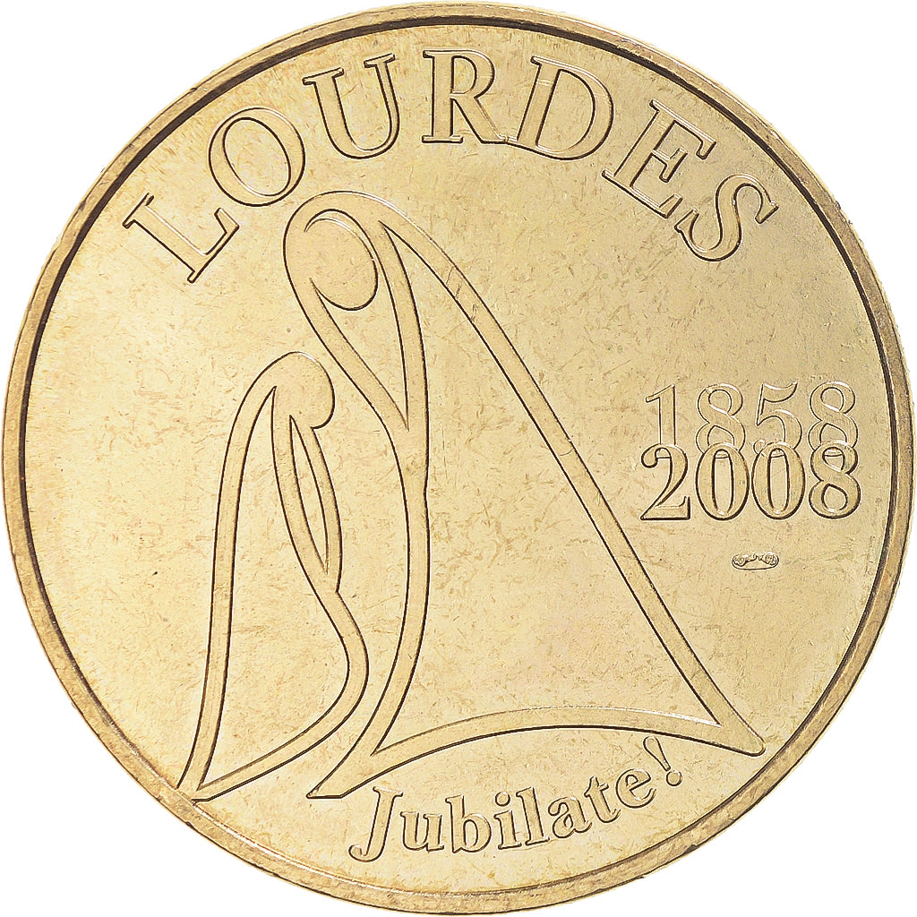 Francia, zeton, Jetón turístico, Lourdes - Benoit XVI, 2008, MDP, SC, Aluminio
