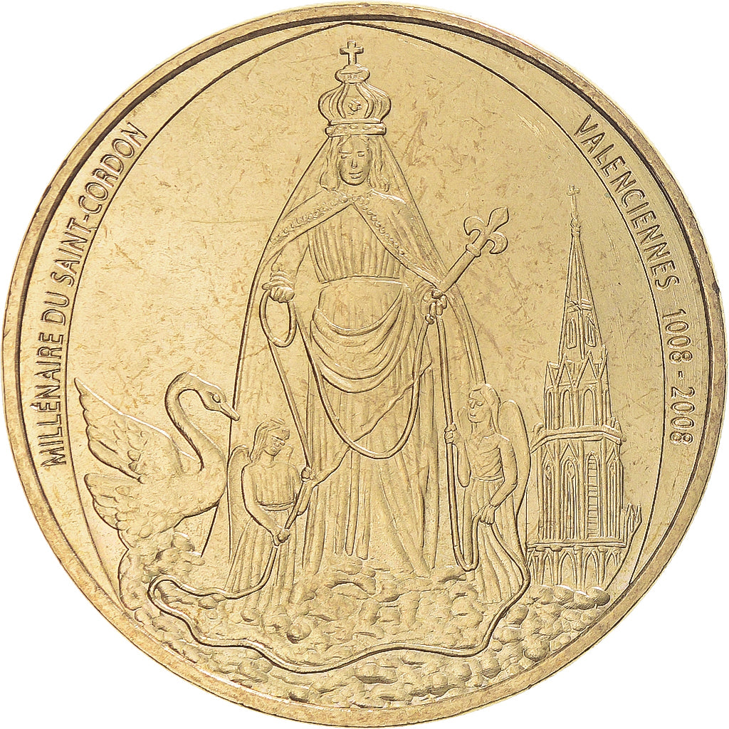 Francia, zeton, Jetón turístico, Valenciennes - Basilique du Saint-Cordon