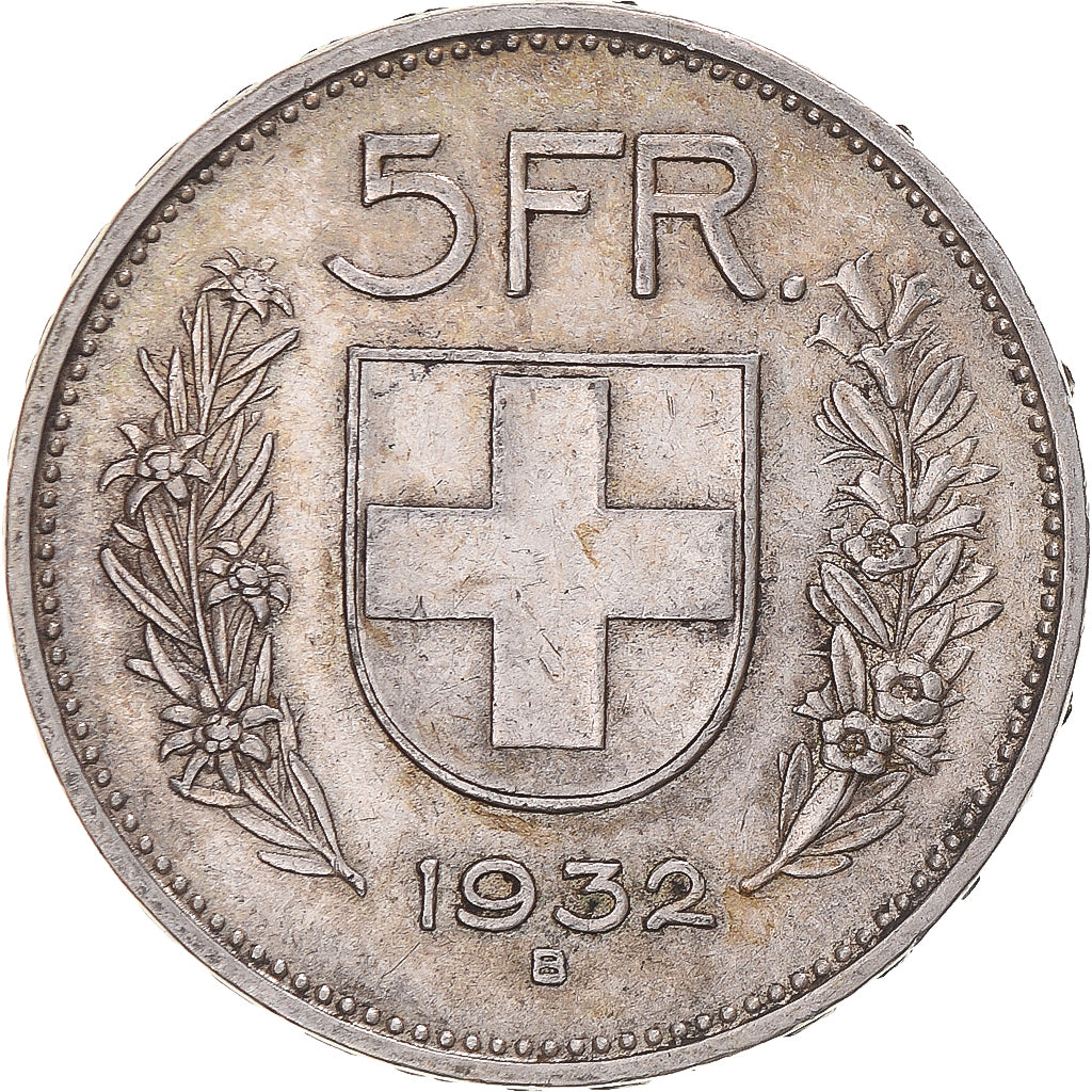 Coin, Switzerland, 5 Francs, 1932, Bern, EF(40-45), Silver, KM:40