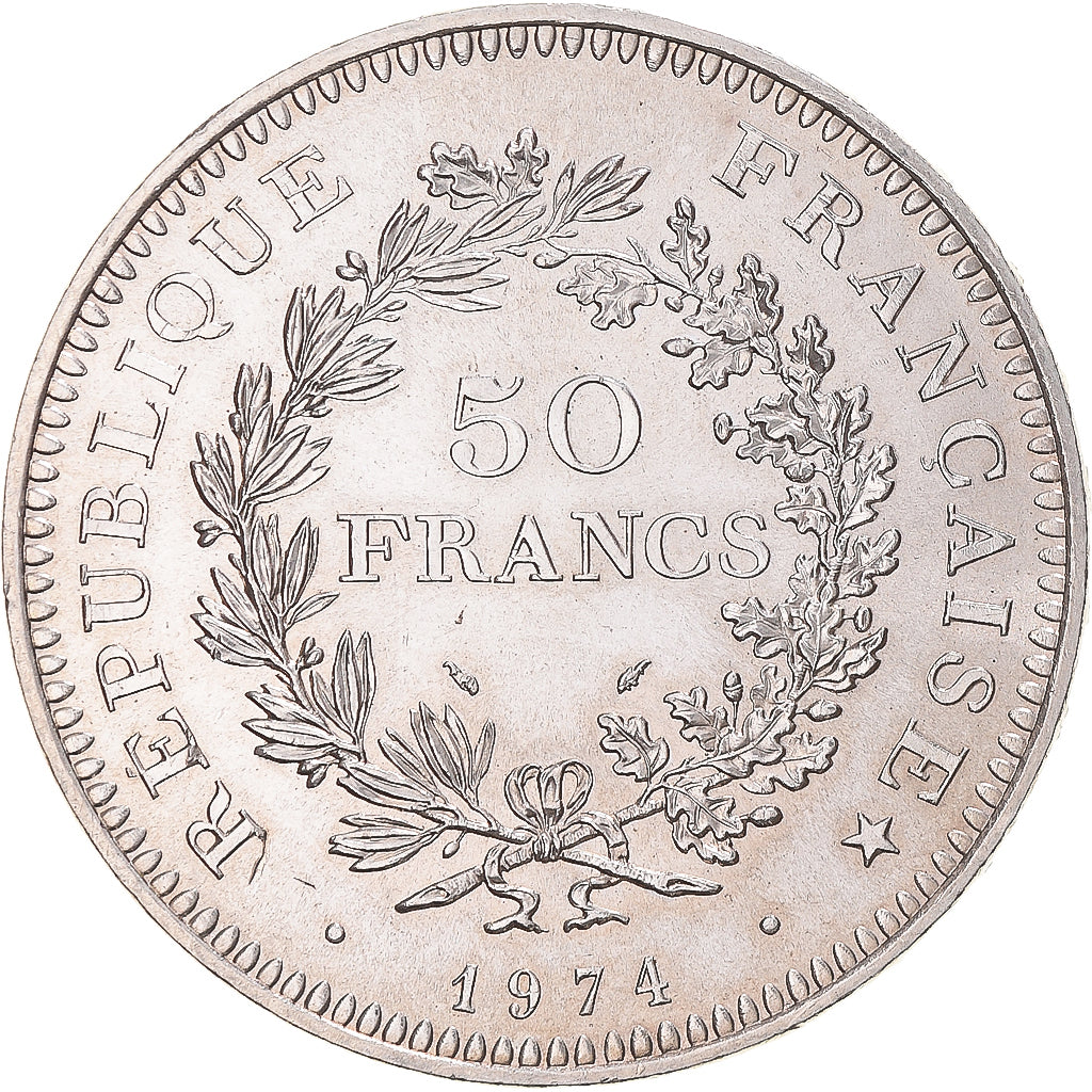 Coin, France, Hercule, 50 Francs, 1974, Paris, MS(63), Silver, KM:941.1