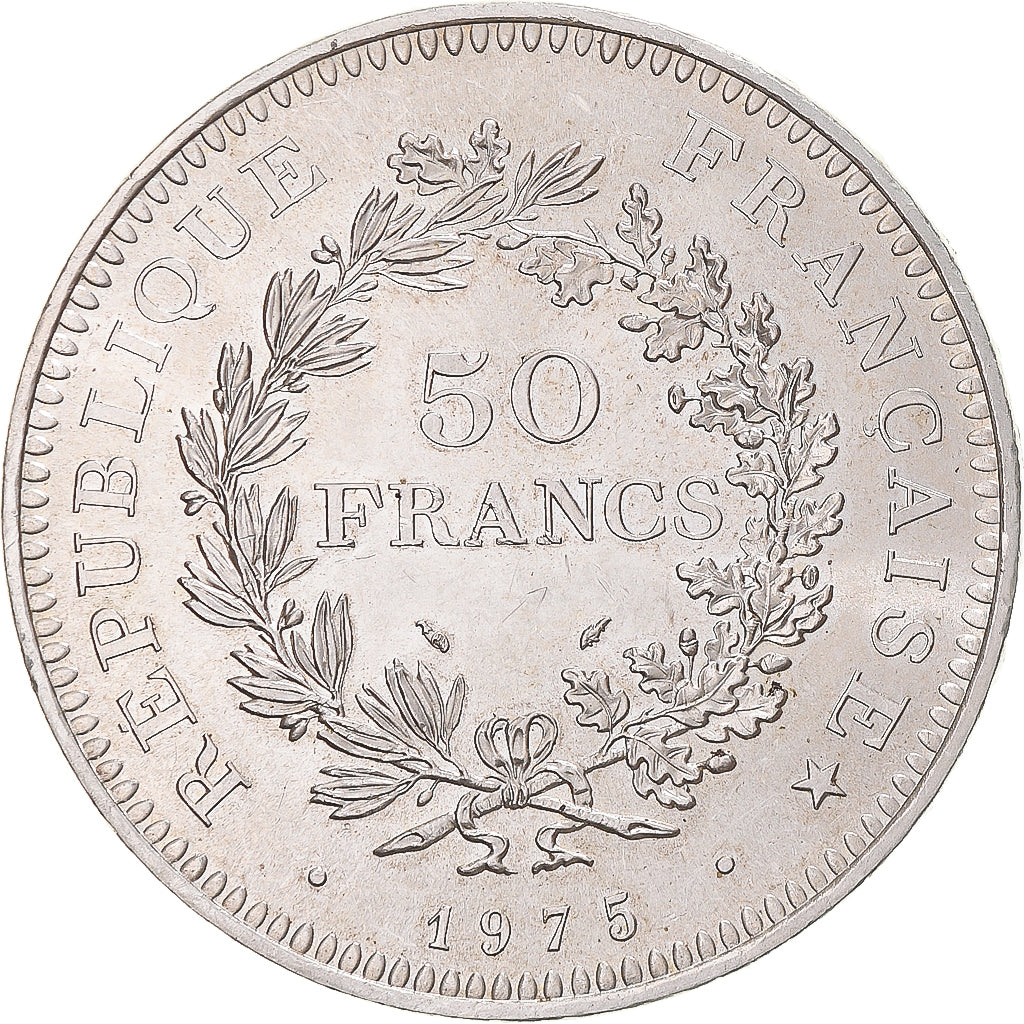 Coin, France, Hercule, 50 Francs, 1975, Paris, MS(63), Silver, KM:941.1