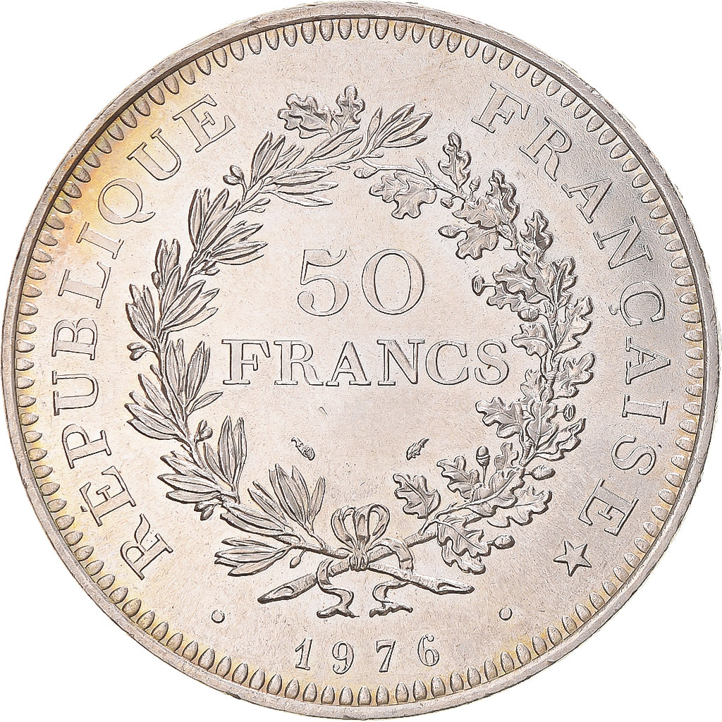 Coin, France, Hercule, 50 Francs, 1976, Paris, MS(63), Silver, KM:941.1