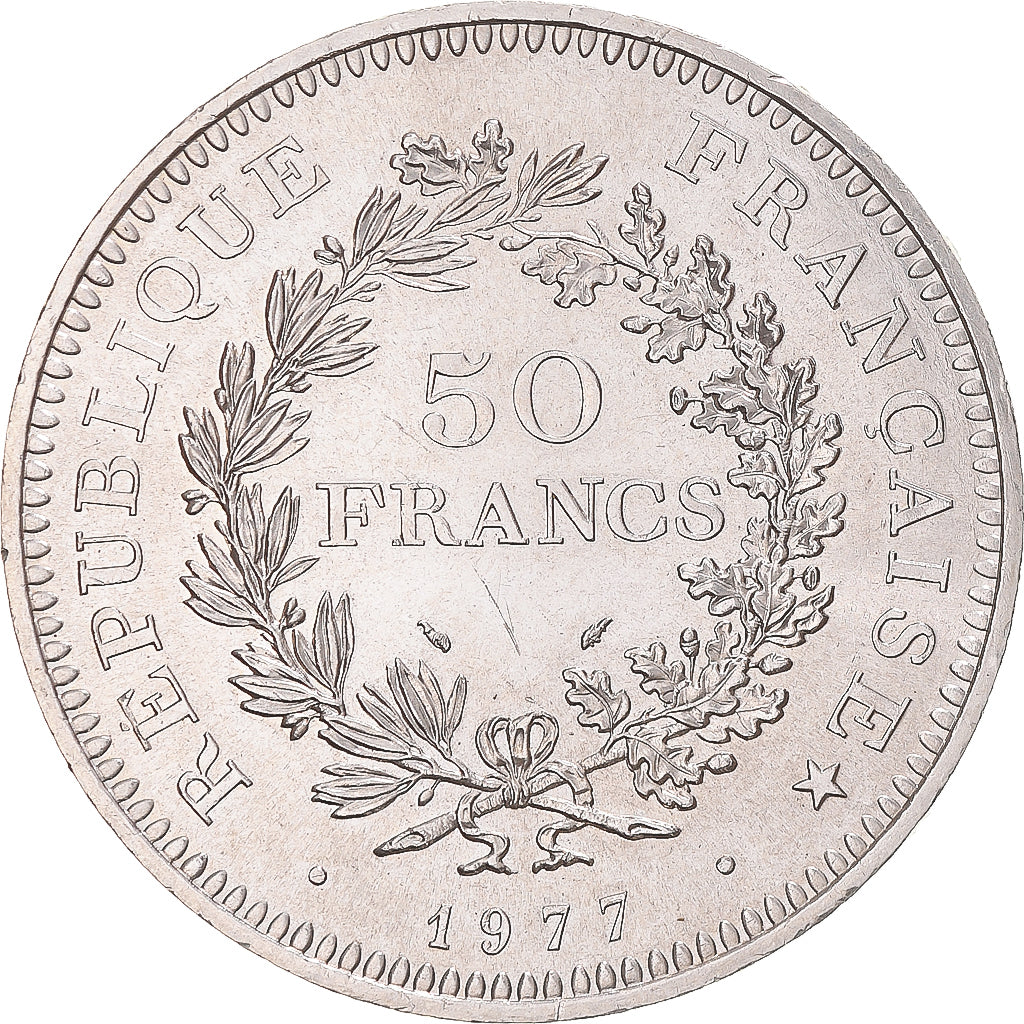 Coin, France, Hercule, 50 Francs, 1977, Paris, MS(60-62), Silver, KM:941.1