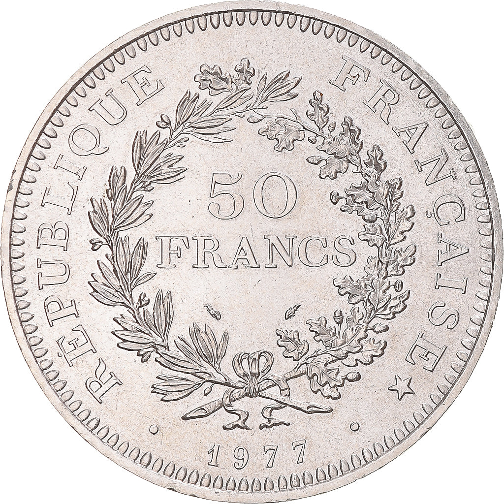 Coin, France, Hercule, 50 Francs, 1977, Paris, MS(60-62), Silver, KM:941.1
