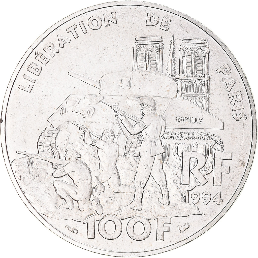 Coin, France, Libération de Paris, 100 Francs, 1994, MS(60-62), Silver