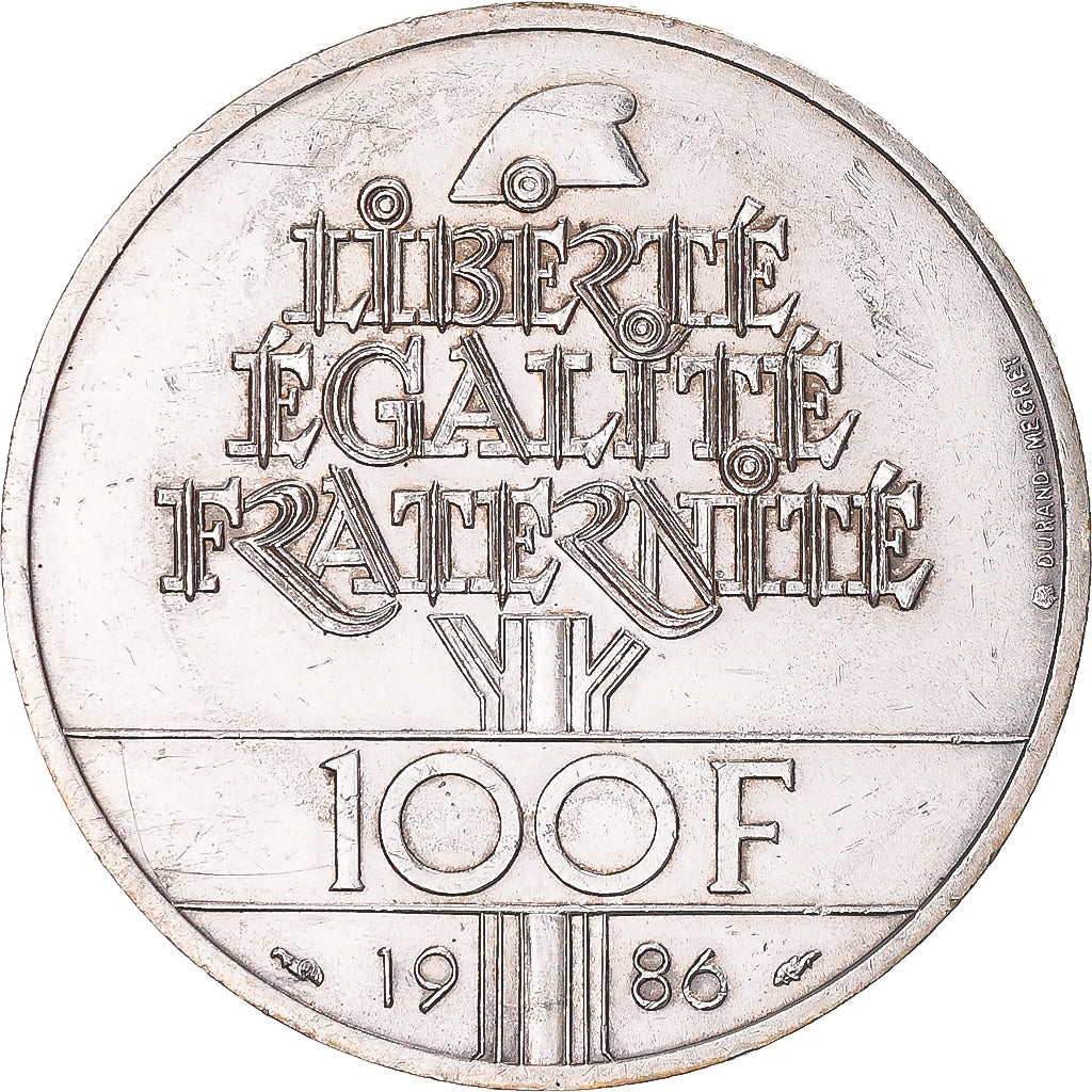 Coin, France, Statue de la Liberté, 100 Francs, 1986, MS(60-62), Silver