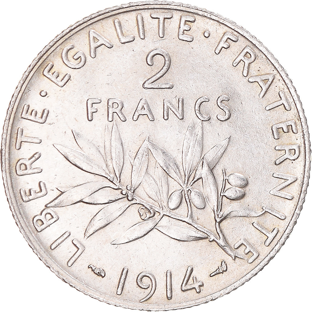 Coin, France, Semeuse, 2 Francs, 1914, Paris, MS(60-62), Silver, KM:845.1