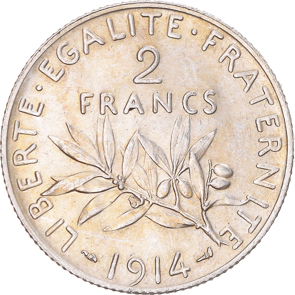 Coin, France, Semeuse, 2 Francs, 1914, Paris, MS(60-62), Silver, KM:845.1