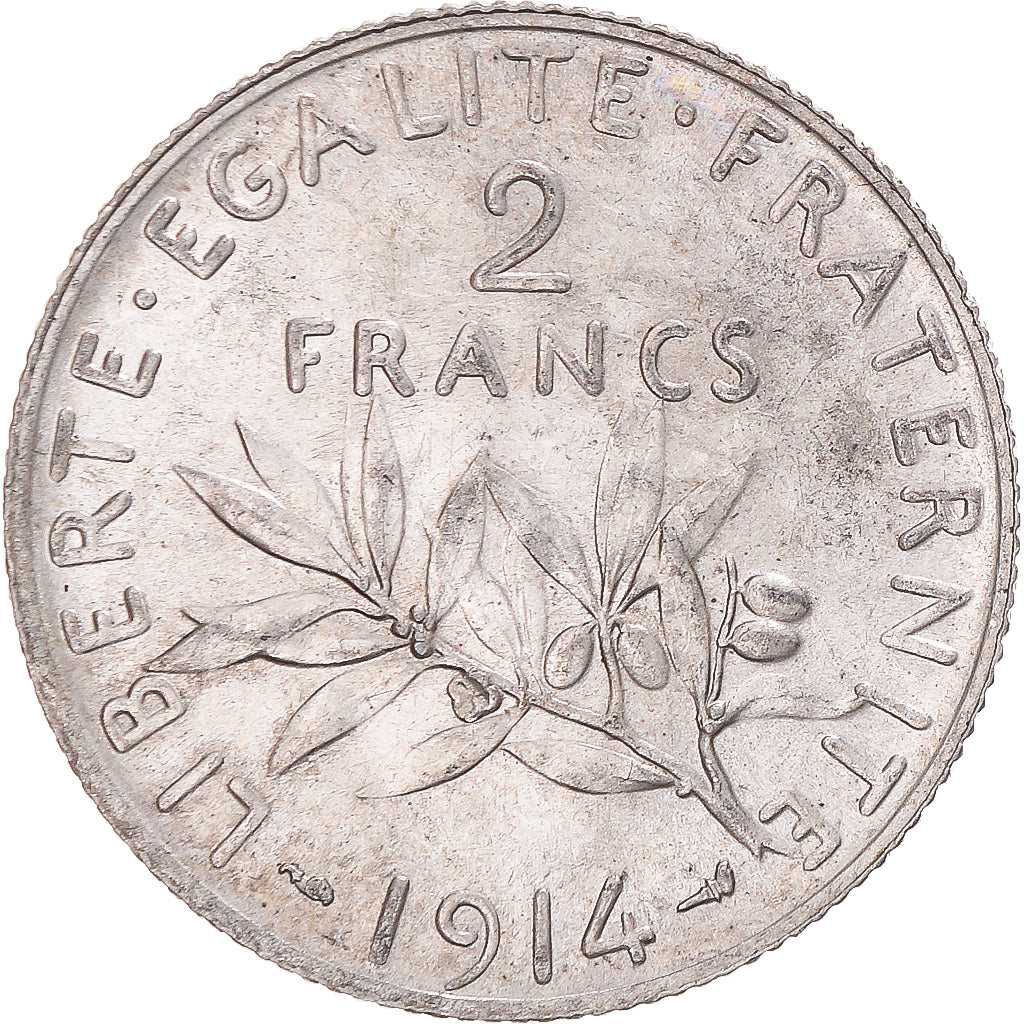 Coin, France, Semeuse, 2 Francs, 1914, Paris, MS(60-62), Silver, KM:845.1