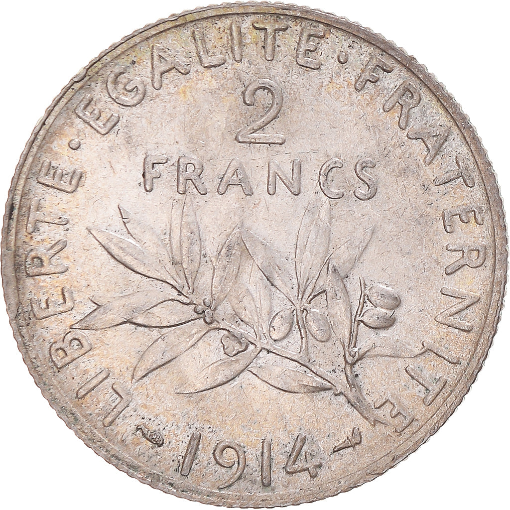 Coin, France, Semeuse, 2 Francs, 1914, Paris, MS(60-62), Silver, KM:845.1