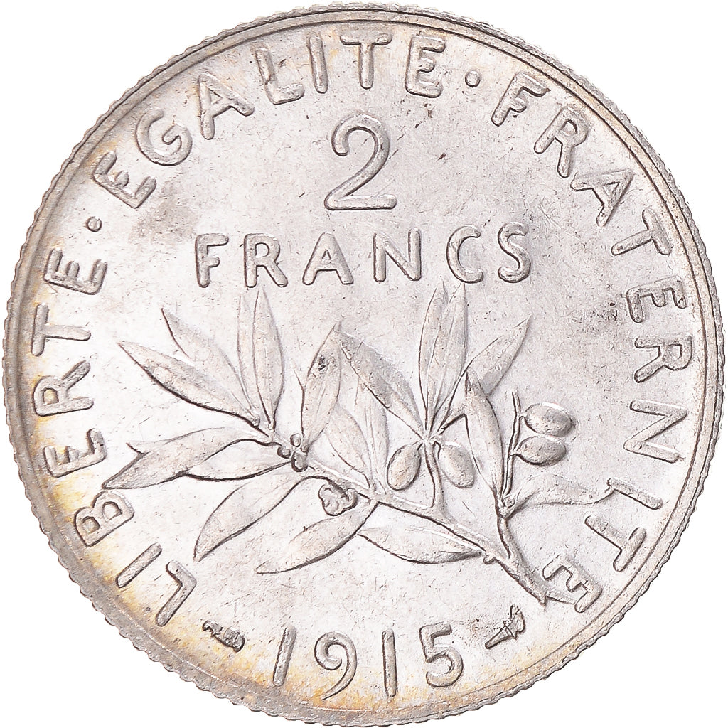 Coin, France, Semeuse, 2 Francs, 1915, Paris, MS(60-62), Silver, KM:845.1