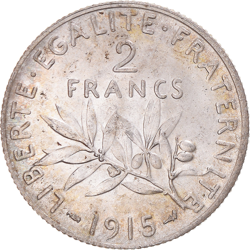 Coin, France, Semeuse, 2 Francs, 1915, Paris, MS(60-62), Silver, KM:845.1